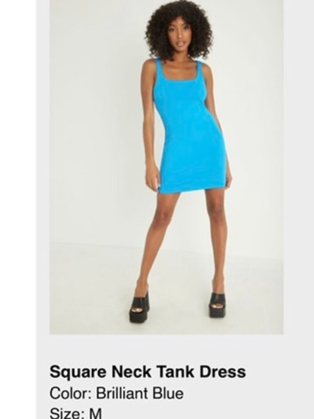 Garage Square Neck Tank Dress in Brilliant Blue, Size Medium